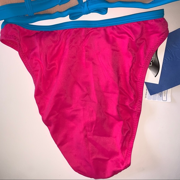 NWT 80s Vintage Blue & Pink Bow Bikini Set - Picture 8 of 9